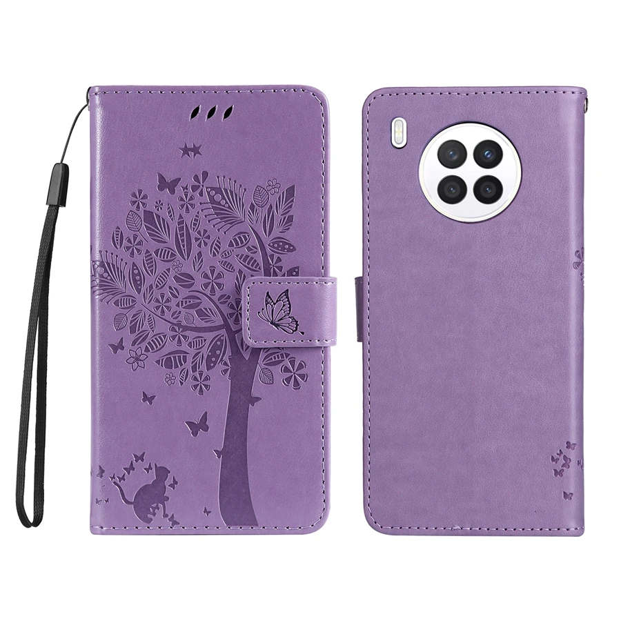 Wallet Leather Tree Embossing Case For Honor 50 Lite 20 10X Lite 7A Huawei P50 Pro P40 P30 P20 Lite Pro P Smart 2021 2020 2019