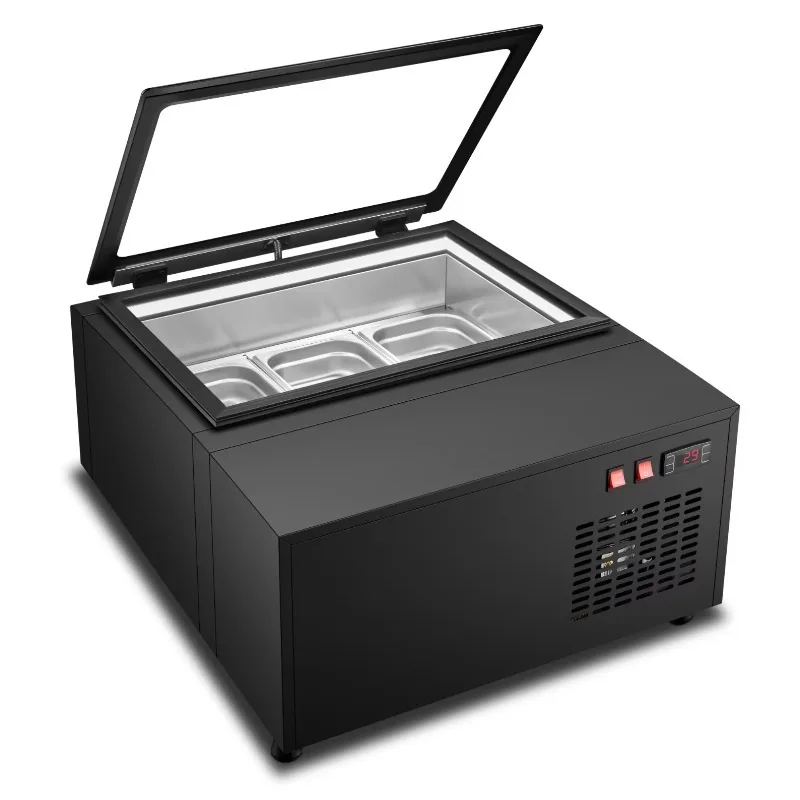 Hot Sale Portable Tabletop Gelato Ice Cream Display Freezer Fridge Electric Upright Refrigerated Display