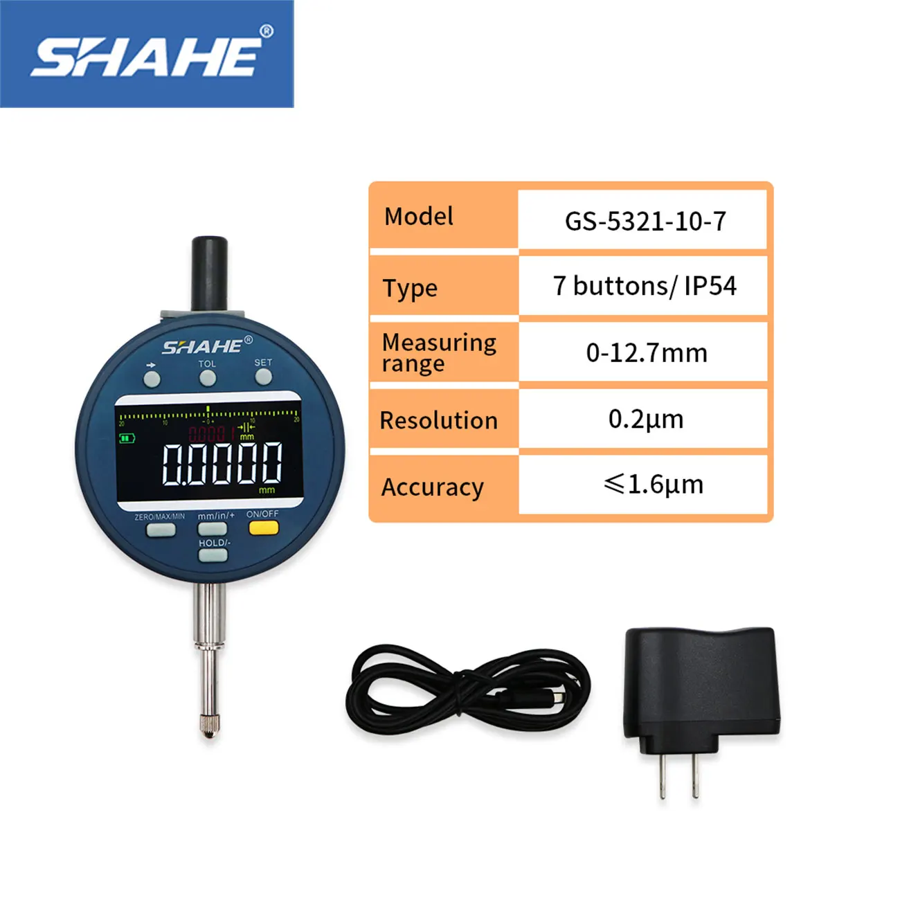 SHAHE 0.2μm High Resolution Digital Dial Indicator 0.5''/12.7mm Precision Tool Tester Dial Indicator