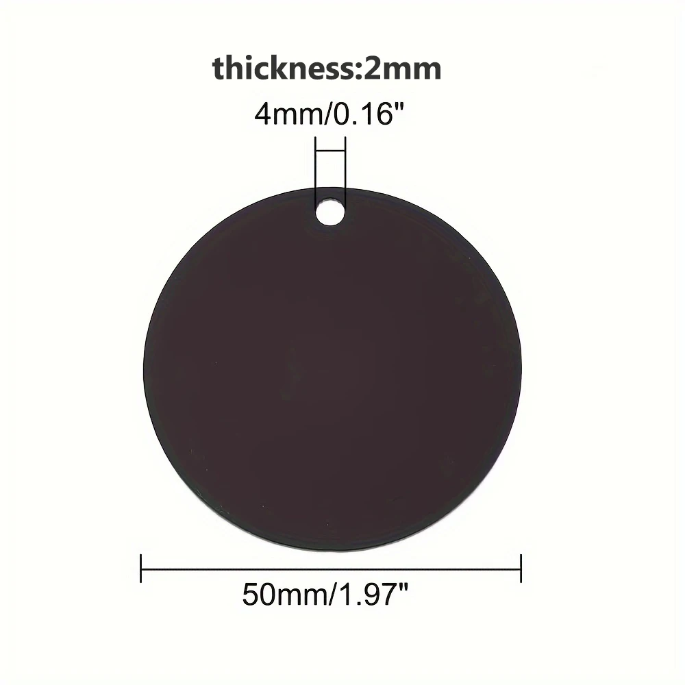 10/30PCS Round Acrylic Keychain Blanks Black Acrylic Ornament Blanks with Hole for DIY Projects Crafts Christmas Decor