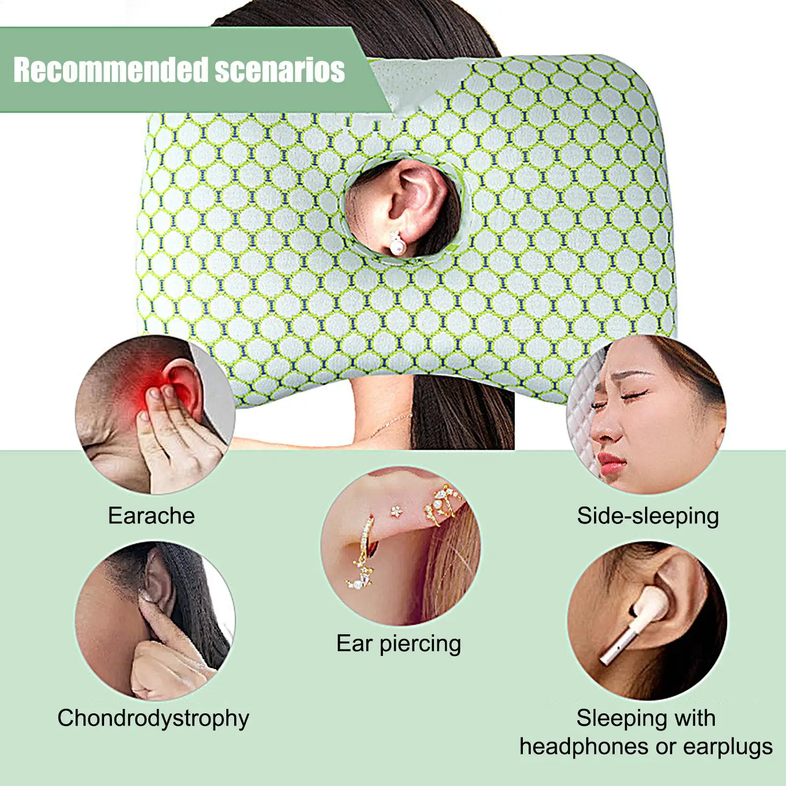

Ear Piercing Pillow Neck Ear Side Sleeping Pillow Side Sleeping Cushion For Traveling Airplanes Car Home Adults Seniors Women