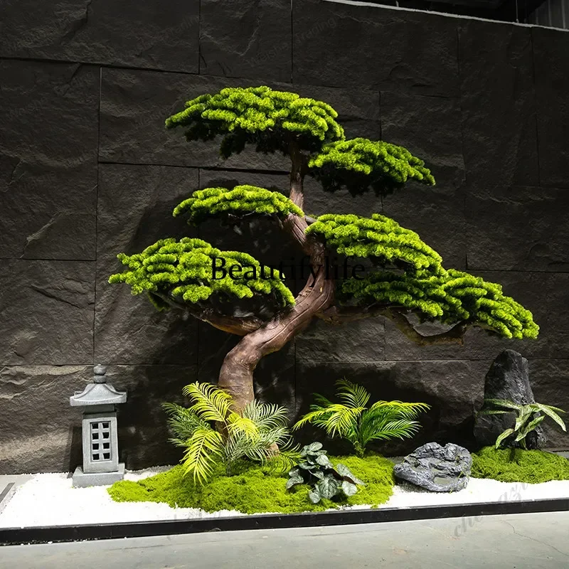 Y136 Welcome pine simulated tree large fake tree new Chinese landscaping indoor and outdoor pine tree hotel window decoration