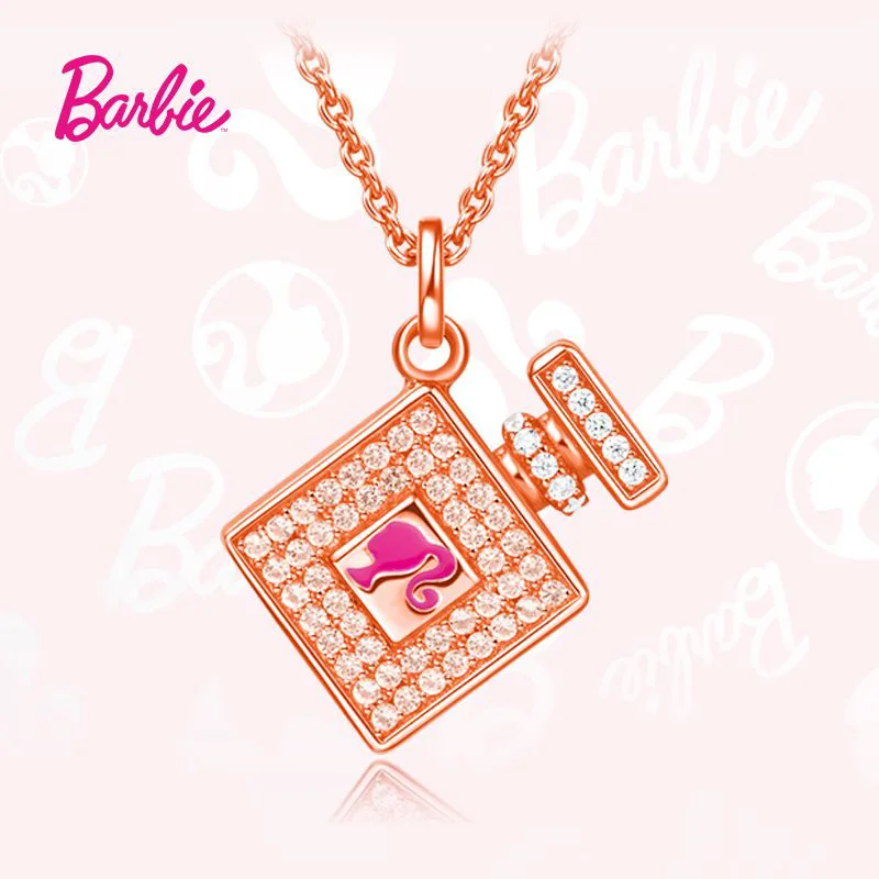 MINISO-collar de dibujos animados de Barbie para niña, colgante de cadena de clavícula de circonita trenzada, cola de caballo de plata 925, regalos para niñas