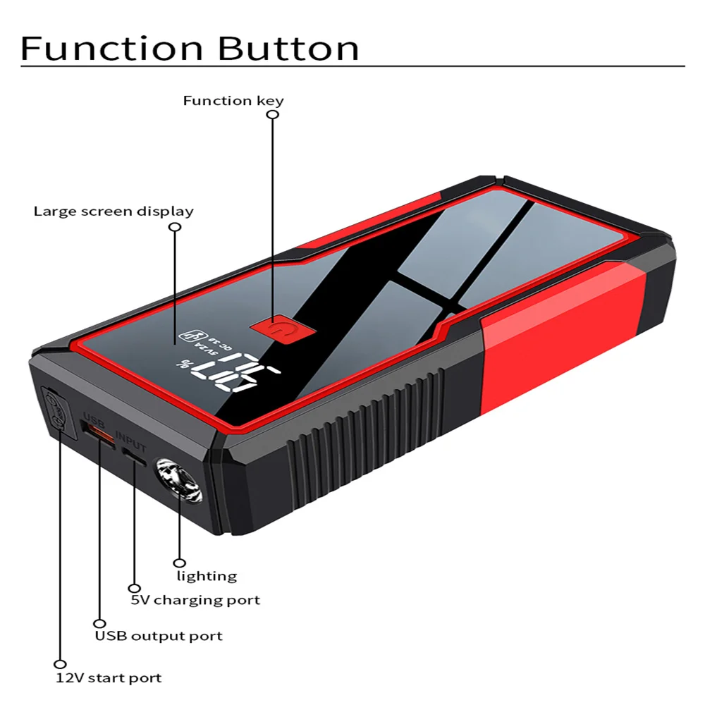 26000mAh Portable Car Jump Starter Power Bank Car Booster Charger 12V Starting Device Petrol Diesel Car Emergency Booster