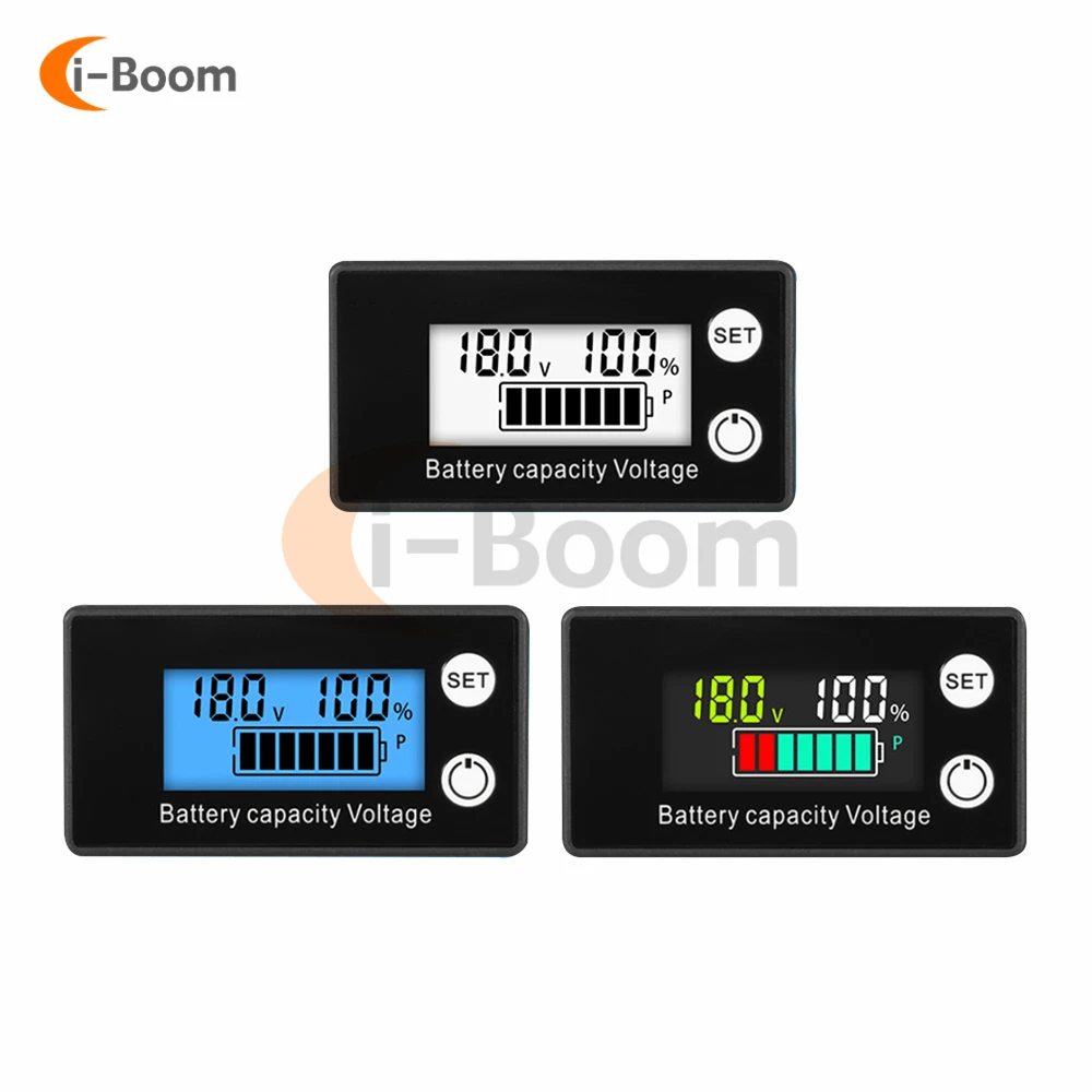 Lead Acid Lithium Battery Capacity Indicator DC 8V-100V Li-ion LiFe PO4 Car Motorcycle Voltmeter Power Display 12V 24V 48V 72V