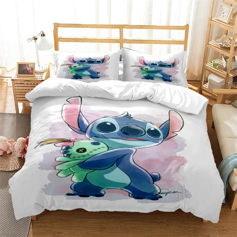 Stitch bedding home multi-piece set full size microfiber 2pcs/3pcs pillowcase quilt cover needlework quilt cover set double bed