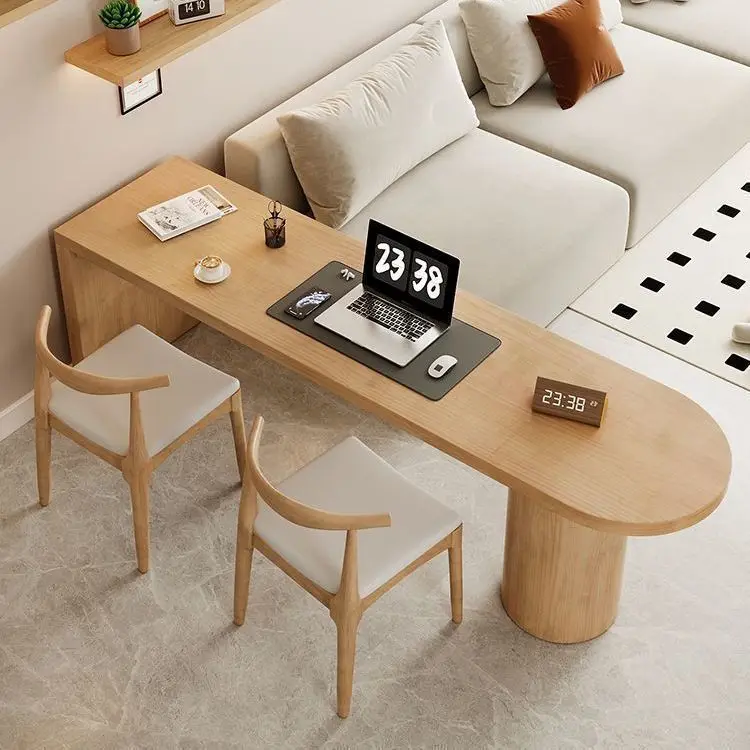 

Solid wood living room large long desk tea table integrated small