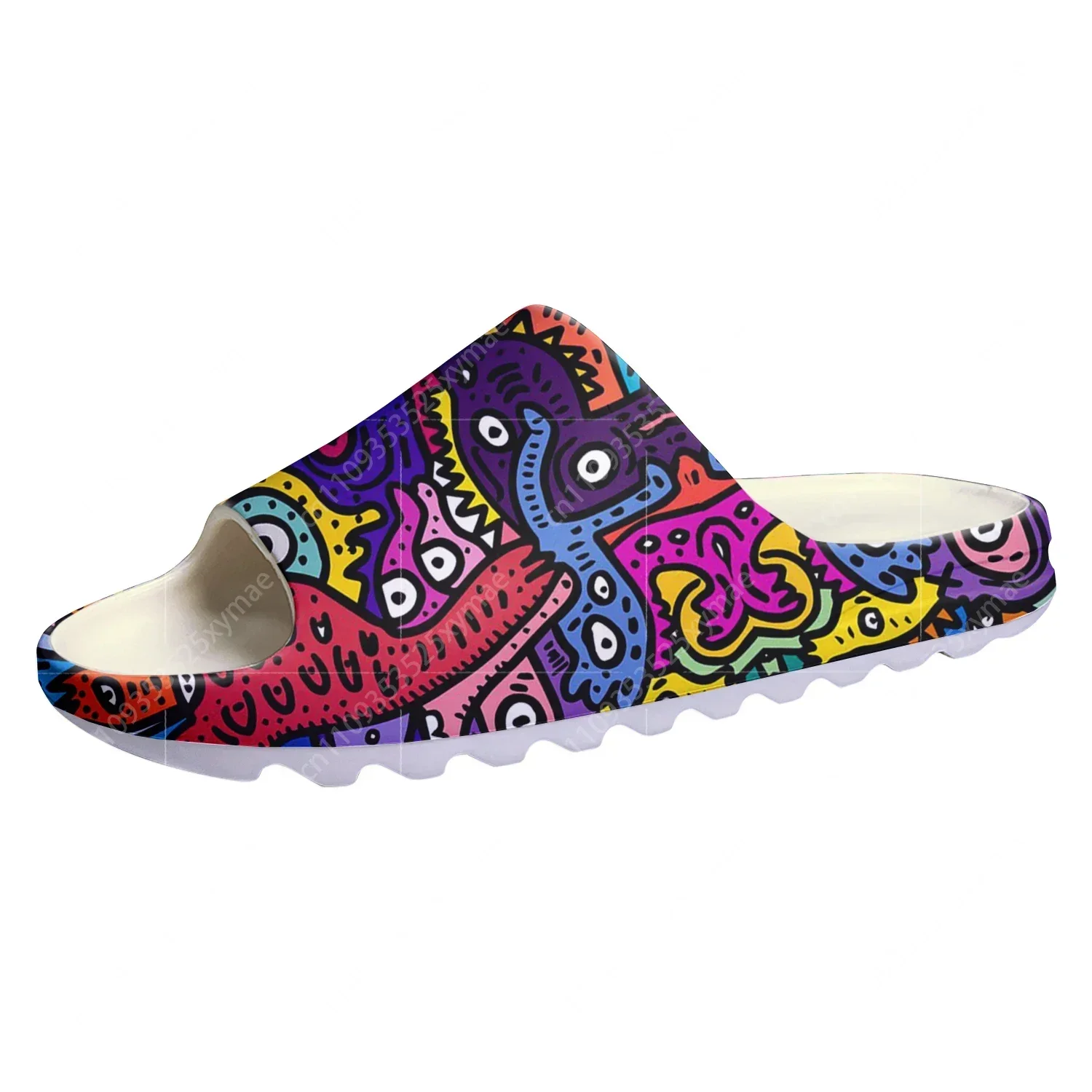 Sandalias de suela blanda con diseño de Graffiti Monsters Street Art, tipo zuecos para el hogar, zapatos de agua personalizados, para hombre, mujer y adolescente, con diseño de pisada de excrementos