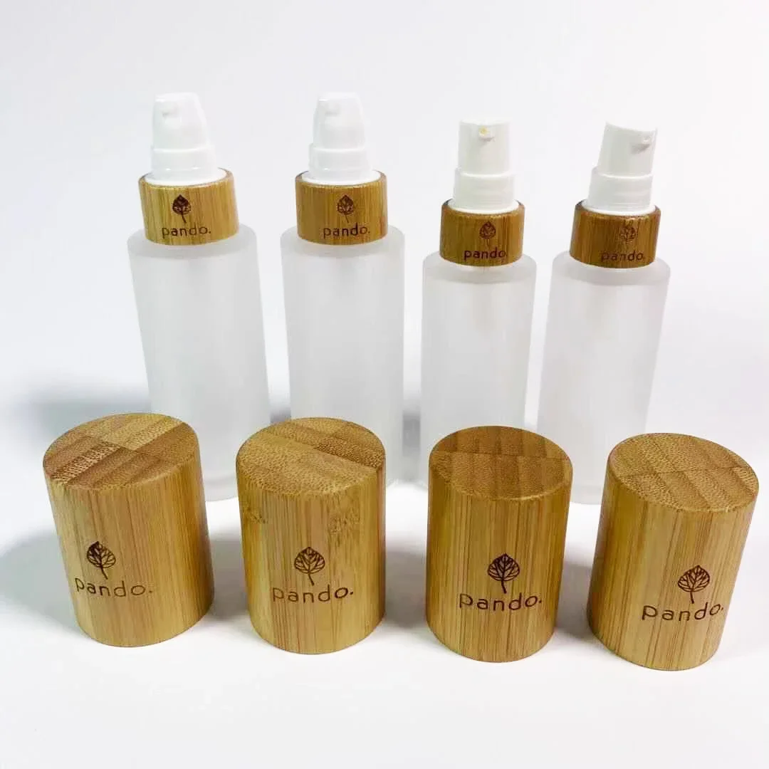 

Высококачественные бутылки из матового прозрачного стекла с удобной бамбуковой крышкой, флаконы с эмульсией и спреем для жидкой косметической бутылки