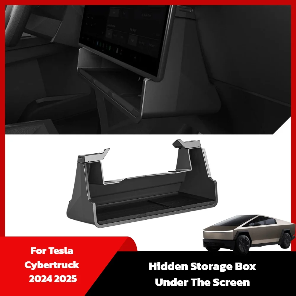 

For Tesla Cybertruck 2024 2025 Hidden Storage Organizer Case Tray Box Under The Central Control Screen Car Interior Accessories