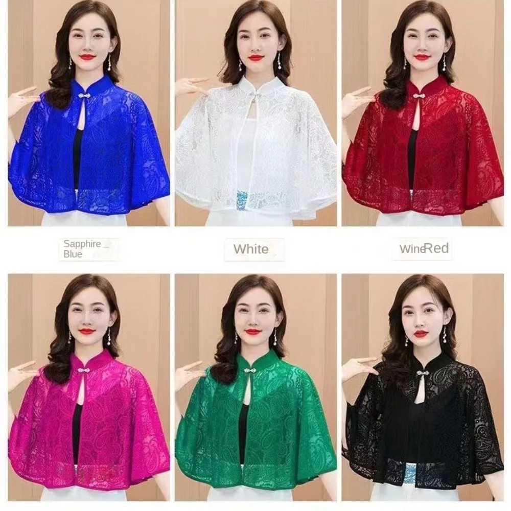 Protection Cervical Spine Spring Summer Shawl Raglan Sleeve Lace Evening Prom Cape Long Sleeve Out All-match Ponchos