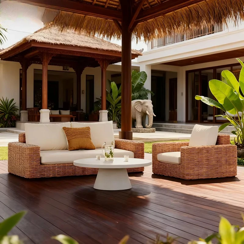 

Sunscreen waterproof simple style garden sofa, suitable for outdoor rattan garden sofa, classical aluminum outdoor leisure sofa