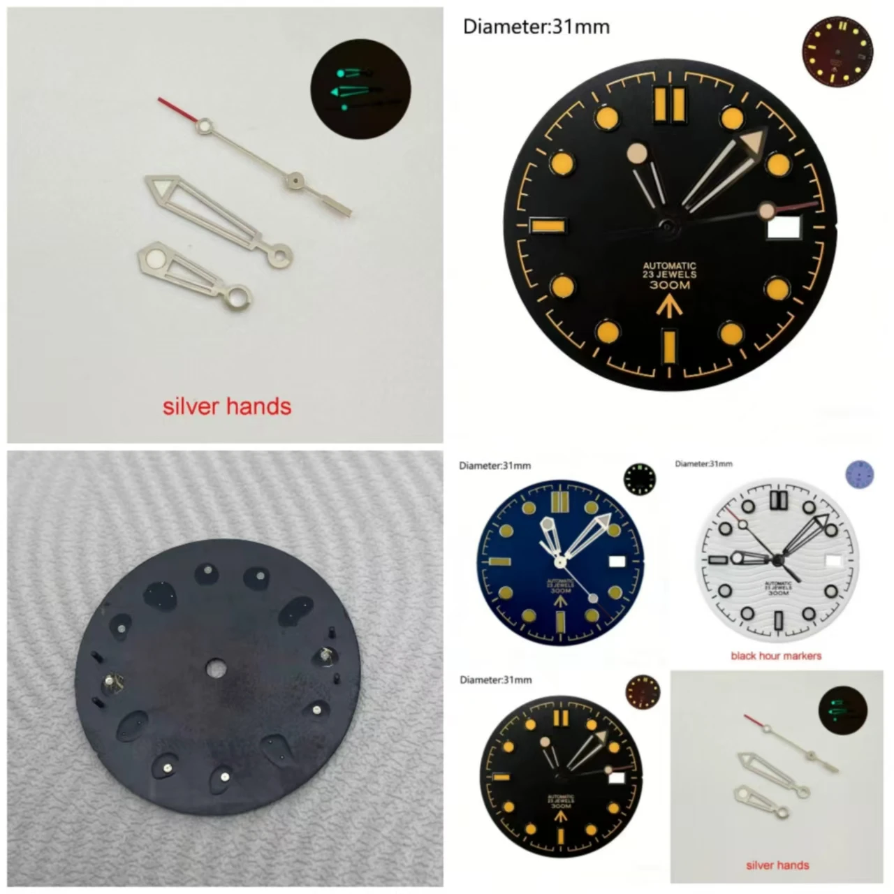 Watch Accessories 31mm NH35 S Logo Dial Vintage Yellow 5 SPORTS Dial for NH35 Movement Inspired Diver Watch Design Modification