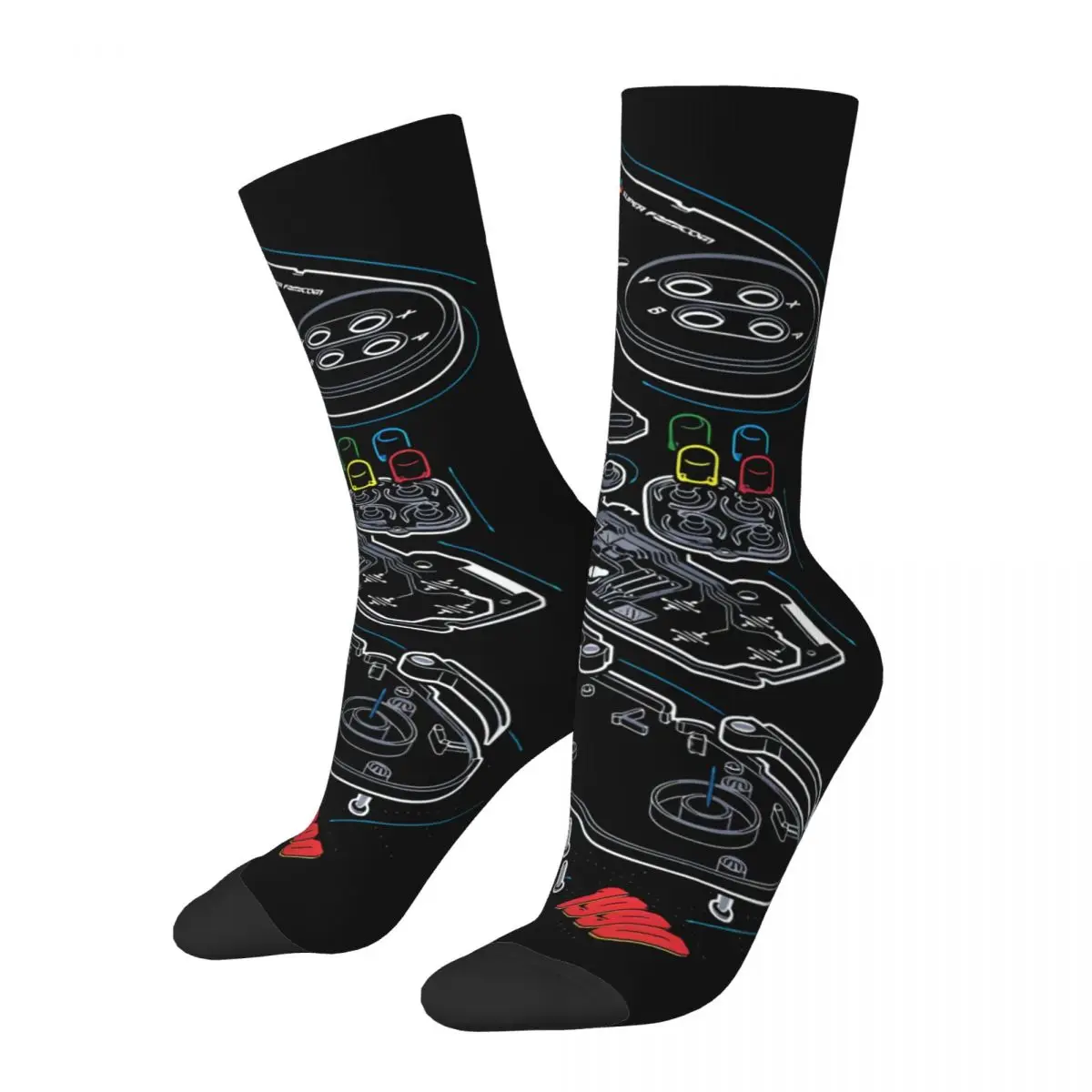 Nintendo NES Controller Parts Schematic Graphic 3 Unisex Socks,Outdoor 3D Print Happy Socks Street Style Crazy Sock