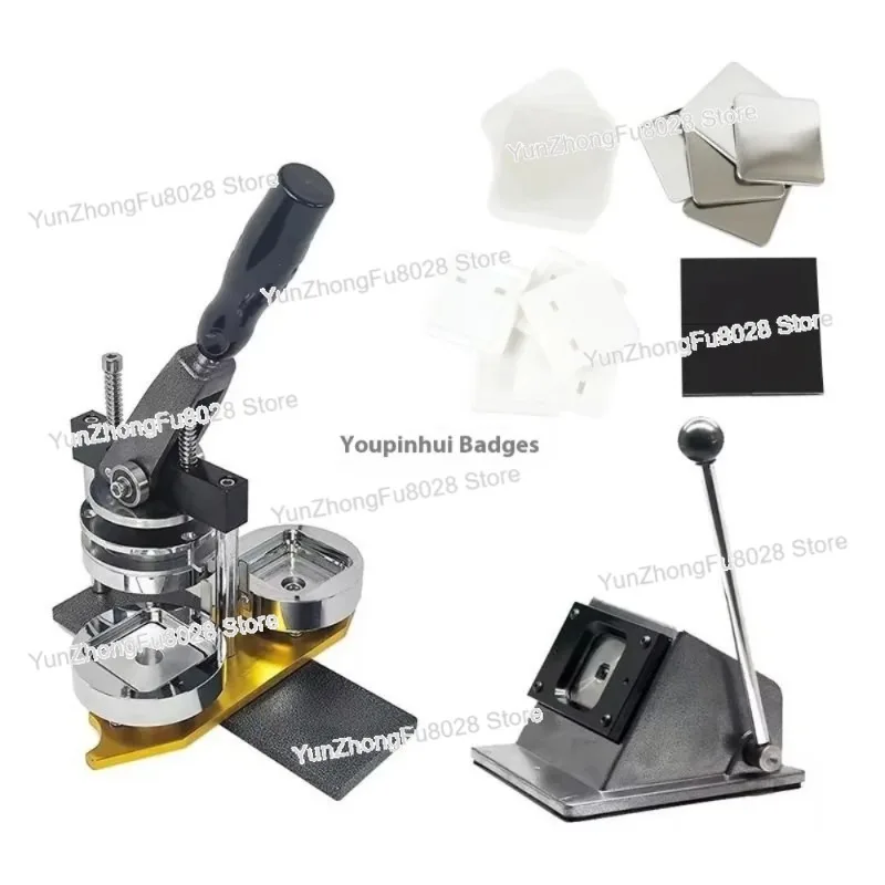 Square Fridge Magnet Maker Machine Kit, 50x50mm Refrigerator Sticker Making Machine+Paper Cutter+100 Sets Materials