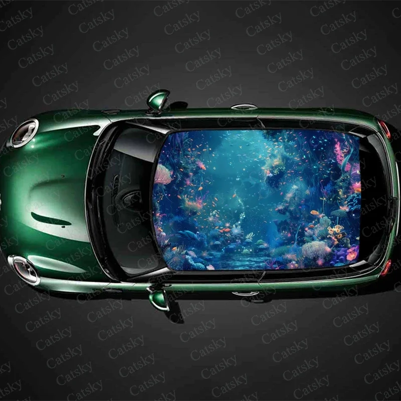 

Underwater Marine Life Car Roof Sticker Wrap Racing SUV Accessories Packaging Painted PVC Custom Car Graphic Decal