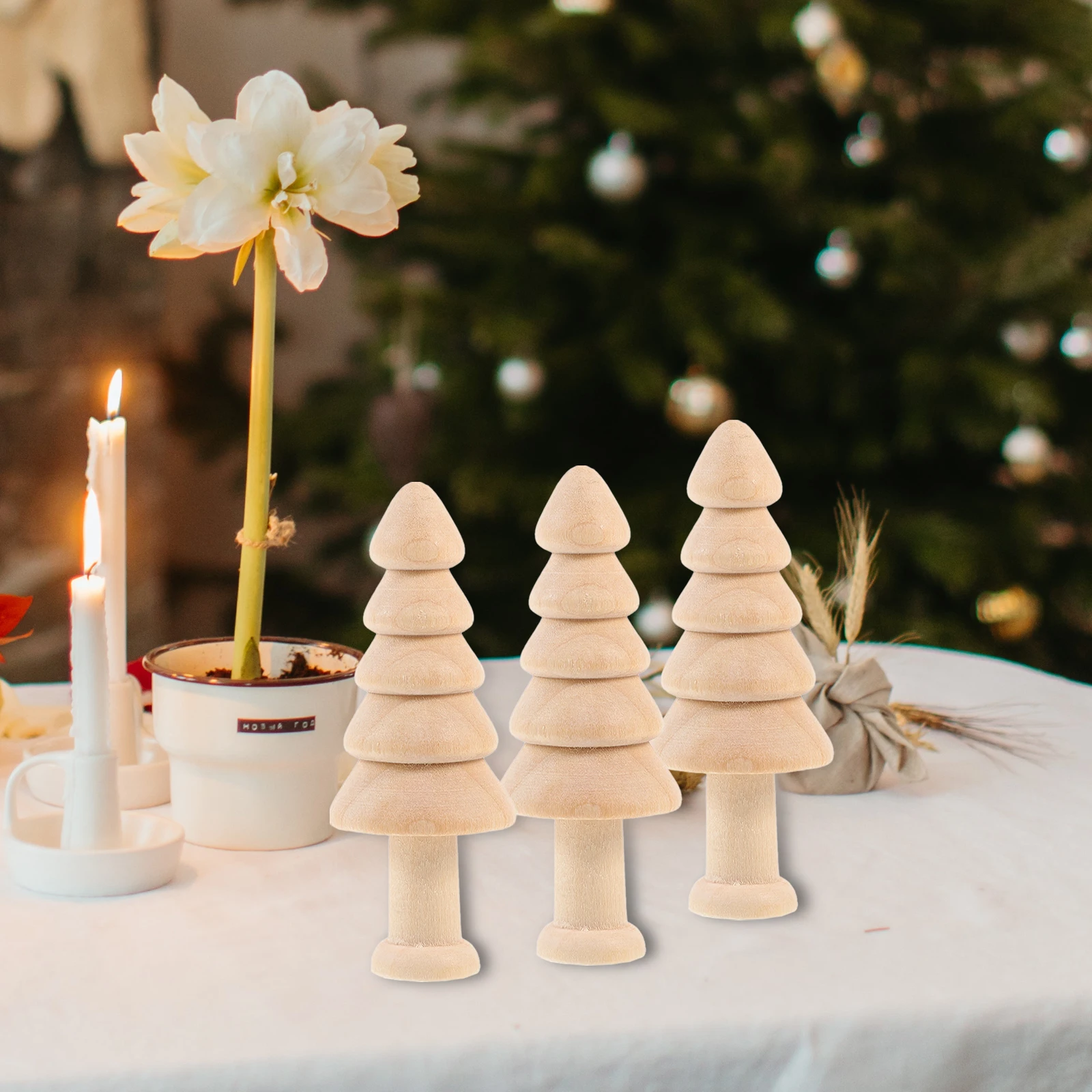 

Unfinished Wood Christmas Trees Mini Crafts Desk Decorations DIY Painting Doodle Embryo Wooden Xmas Tree Supplies Kids Art