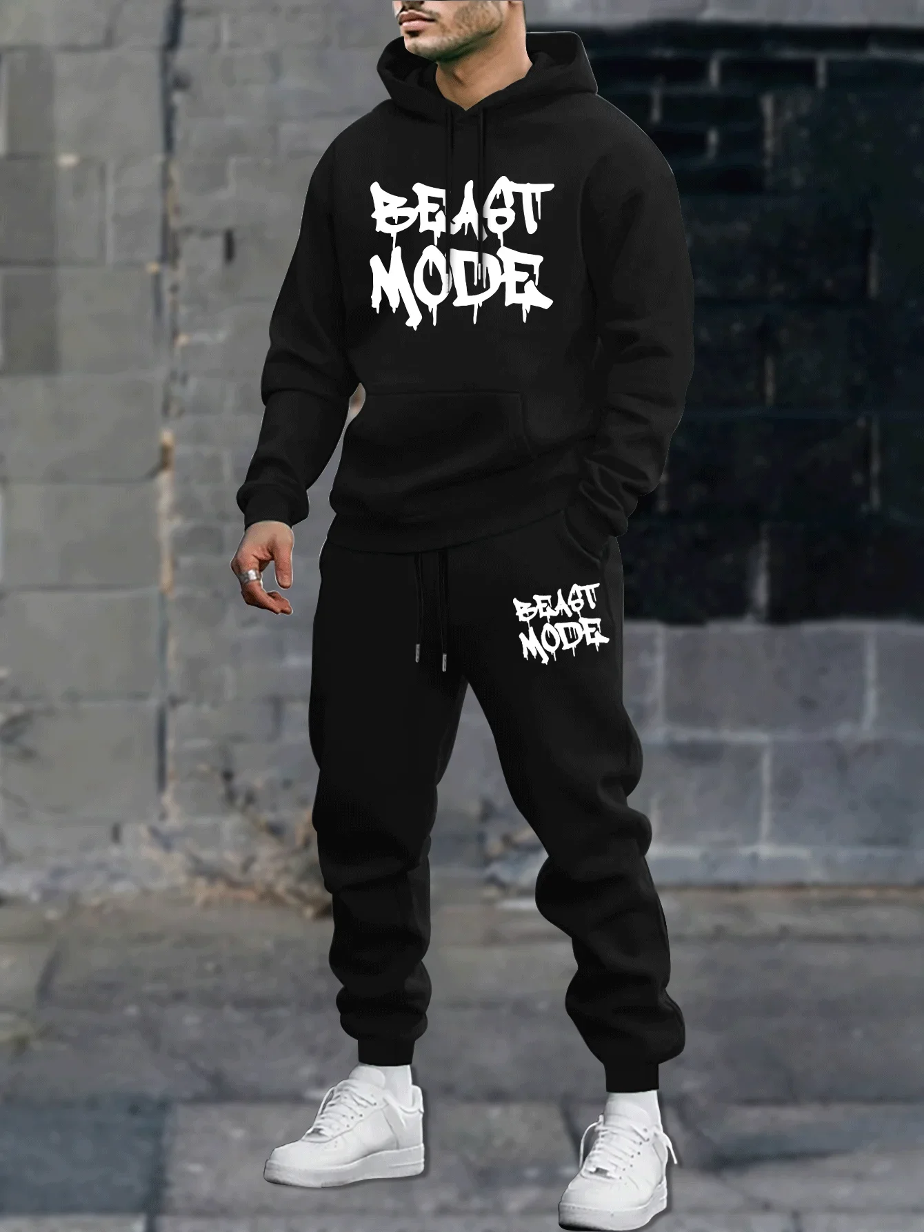 2026 Men's Tracksuit Clothing Set Letter Printed Hoodie Sweatpants Hooded Long Sleeve Sportswear Sweatshirt Suits
