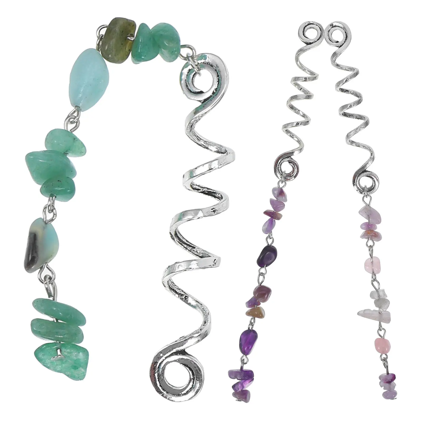 3Pcs Alloy Stone Dreadlock Hair Jewelry Charms for Braids Braid Cuffs Hair Rings Decorative Braiding Accessories for Women