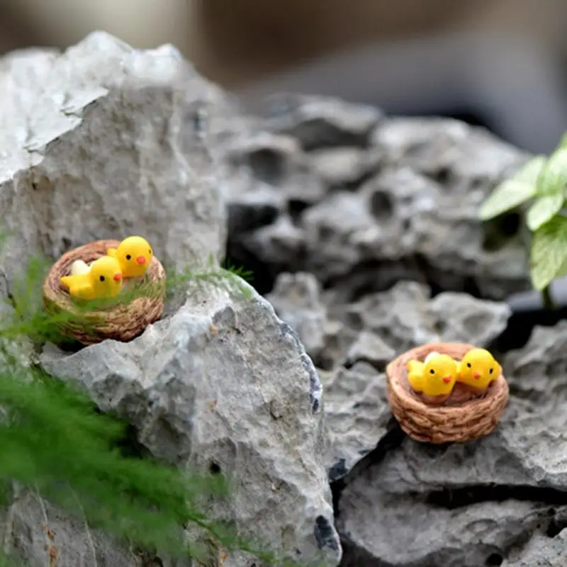 77JB Mini Resina Pássaro Ornamentos miniatura parecem bonsai paisagem real para boneca