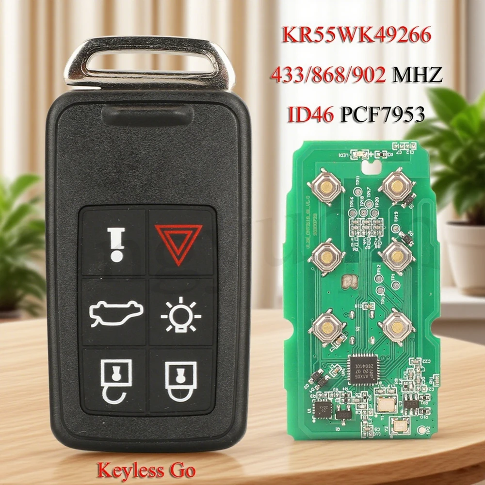

jingyuqin 433/868/902MHz PCF7953 5WK49-224/225 KR55WK49266 Keyless Remote Smart Car Key For Volvo V40 V60 XC60 XC70 S60 S80 S90