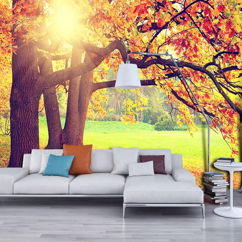 Custom 3D Photo Wallpaper Mountain Forest Autumn Maple Leaf Natural Landscape Non-woven Art Mural Living Room Bedroom Backdrop