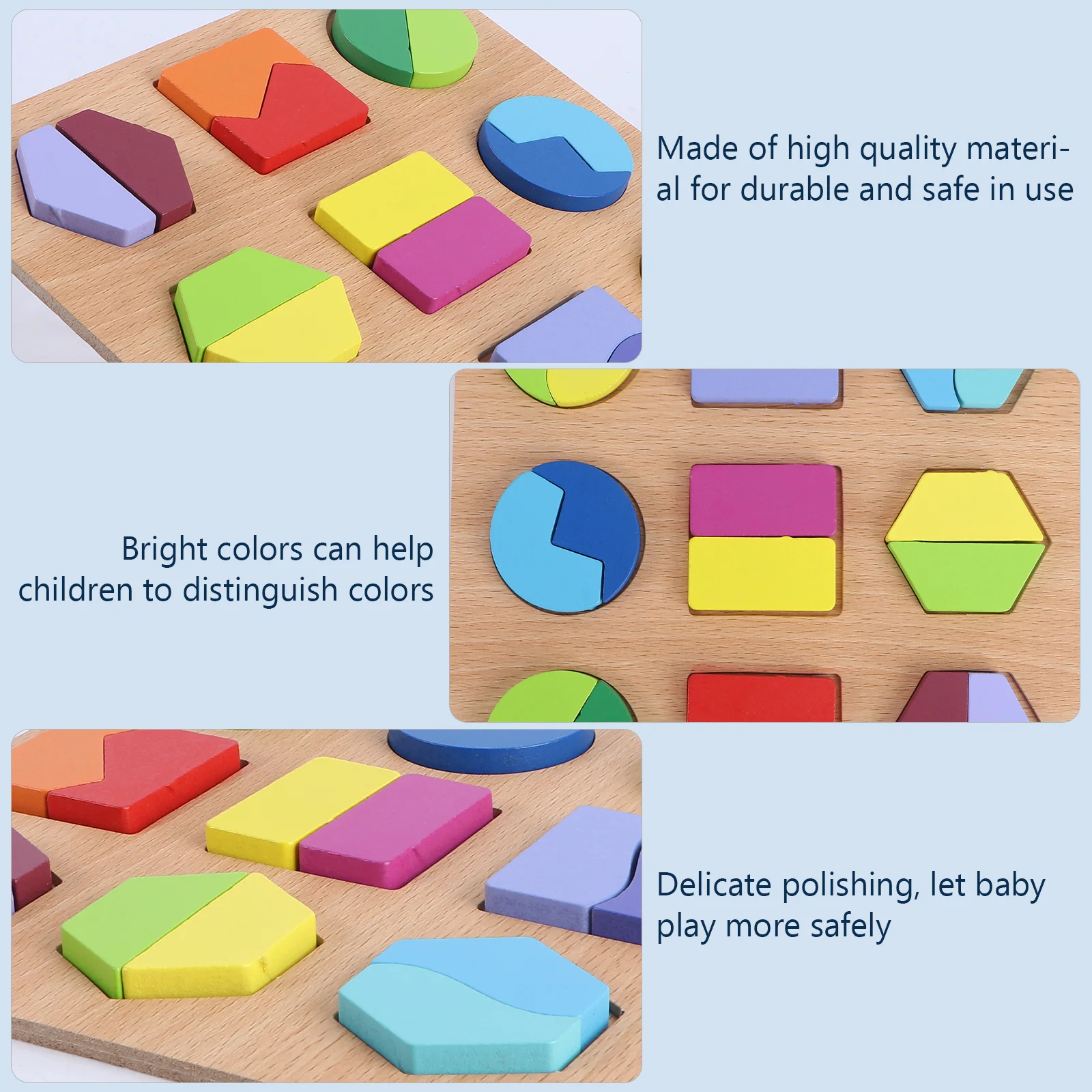 

Shape Panel Kids Geometry Toy Three-dimensional Math Puzzles Bamboo Wooden Baby