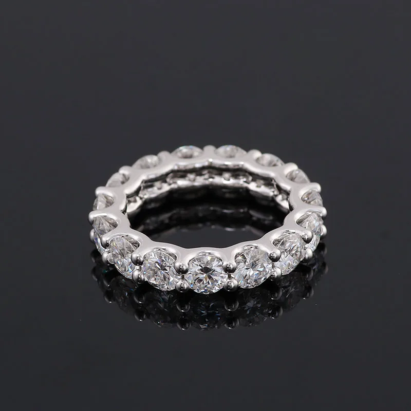 بروفانس 925 فضة الخلود الفرقة مع 4 مللي متر جولة Def Vvs مويسانيتي الماس GRA شهادة Pongs إعداد مجوهرات الأزياء