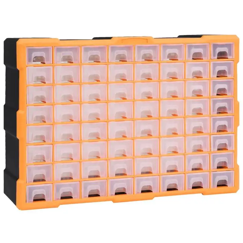 Organisateur multi-tiroirs avec 64 compartiments 52x16x37,5 cm, conception de rangement classifiée, pour garder les petits accessoires bien rangés et faciles d'accès