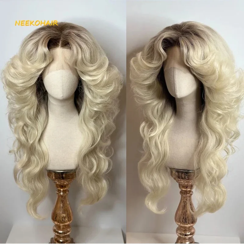 

Ombre Platinum Blonde Body Wave 13x6 Lace Frontal Wig Transparent #60 Human Hair Pre Plucked Brazilian Ash Blonde Wig For Women