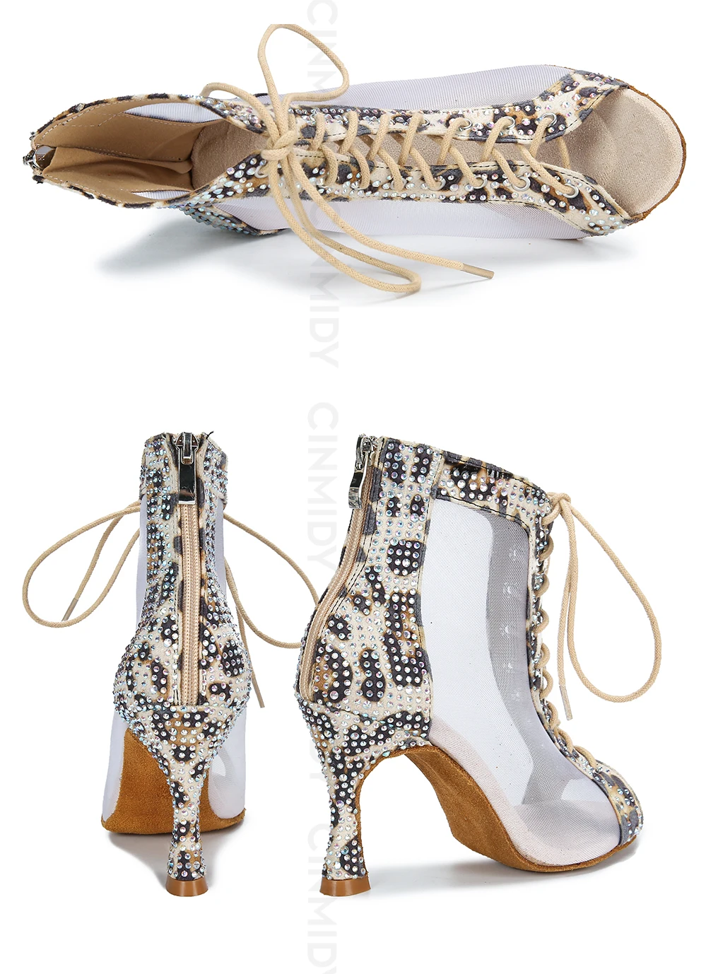 CINMIDY Sexy Tanzschuhe mit Leopardenmuster, Ballsaal-Performance-Schuhe, Salsa-Tango-Latin-Tanzschuhe, Damen-Party-Stiefel mit kubanischem Absatz – Detail 11