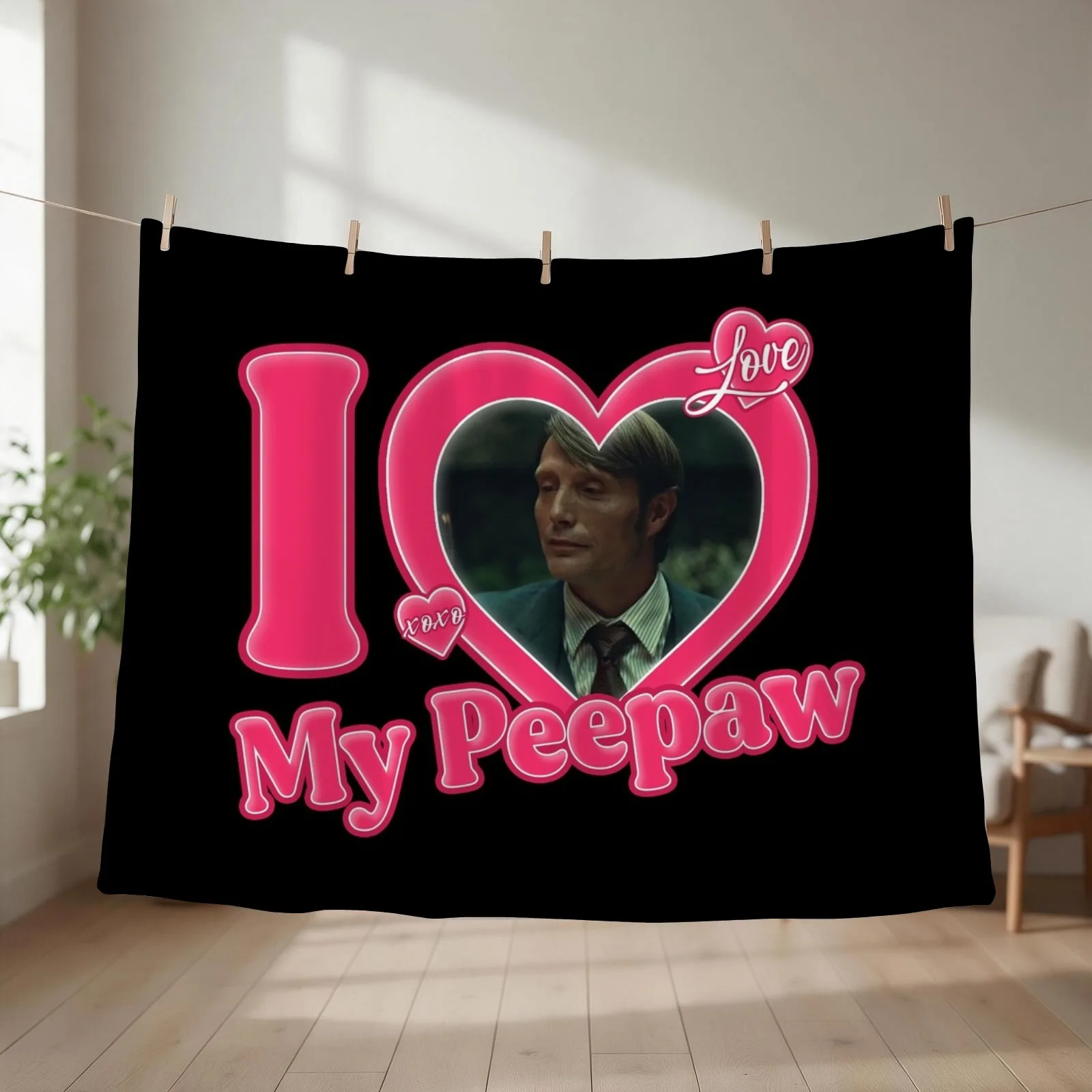i love my peepaw mads mikkelsen Throw Blanket couch cozy soft plush fuzzy picnic outdoor blanket