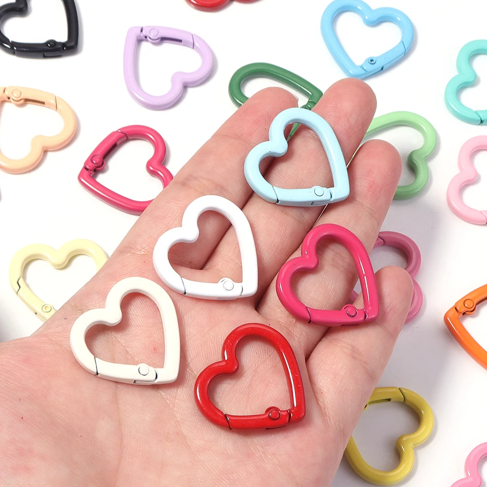 5 Stück/Set Bunte Herzförmige Federverschluss-Karabinerhaken aus Legierung für DIY Schlüsselanhänger, Schlüsselringe, Handanhänger und Zubehör – Detail 6