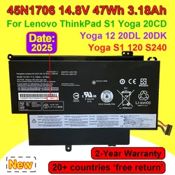 For Lenovo ThinkPad Yoga S1 120 S240 20CD/20C0 Yoga 12 20DL/20DK Pro 45N1705 45N1707 45N1704 45N1706 Laptop Battery 14.8V 47Wh