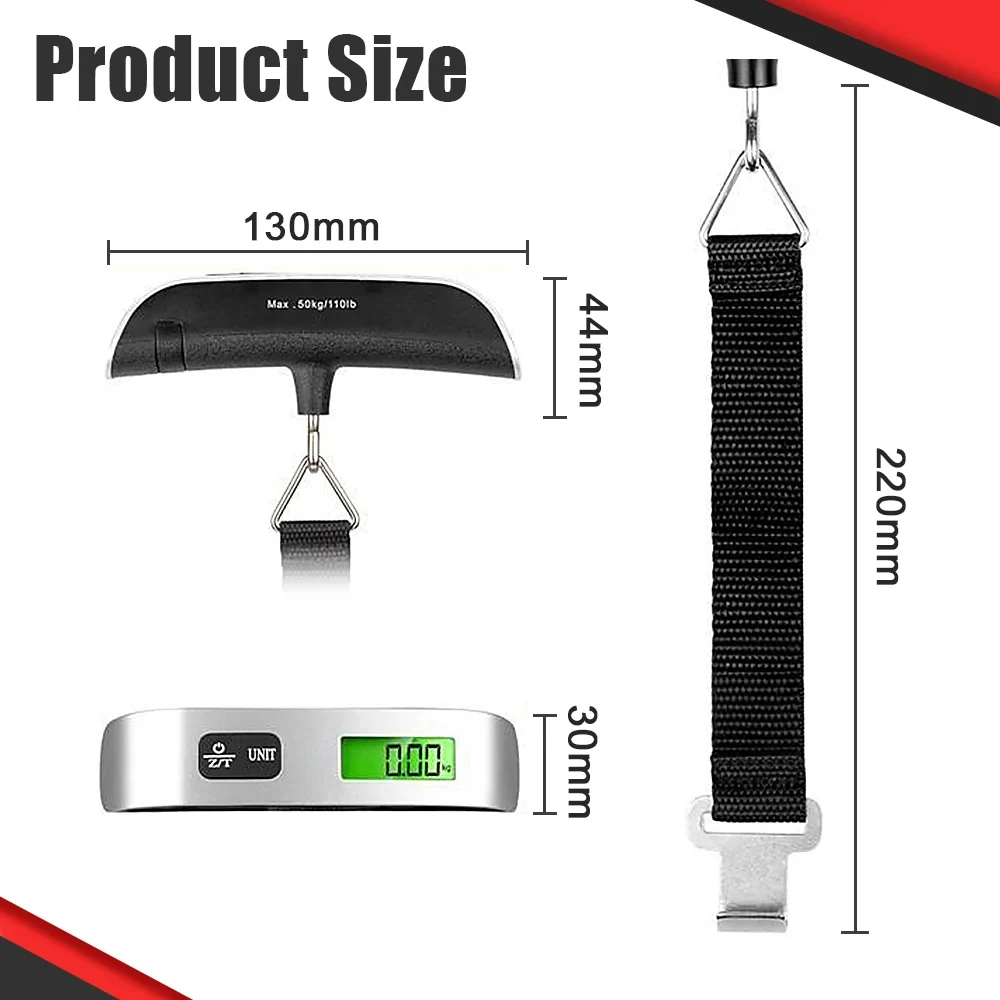 Portable Scale Digital LCD Display 110lb/50kg Electronic Luggage Hanging Suitcase Travel Weighs Baggage Bag Weight Balance Tool