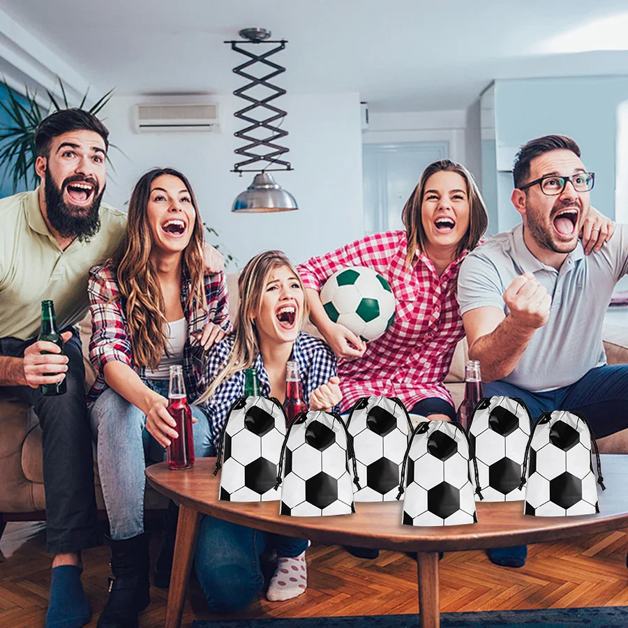 20 Stück Fußball-Party-Geschenktüten mit Kordelzug, Fußball-Sport-Thema, Geburtstagsgeschenke, Geschenktüten für Gäste, Team-Feier, Dekorationszubehör – Detail 3