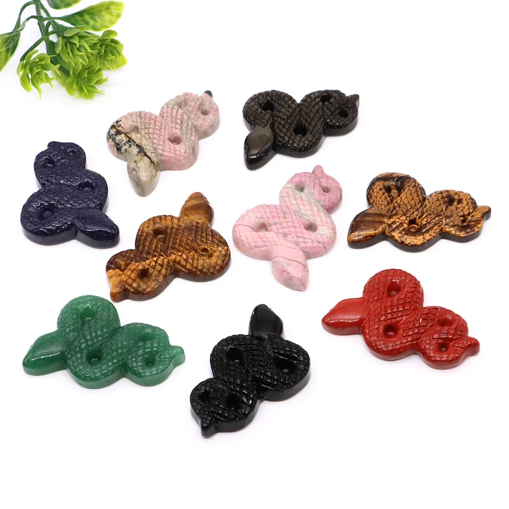 

2" Natural Stone Snake Statue Healing Crystal Rose Quartz Animal Figurine Hand Carved Crafts Energy Mineral Home Decoration Gift