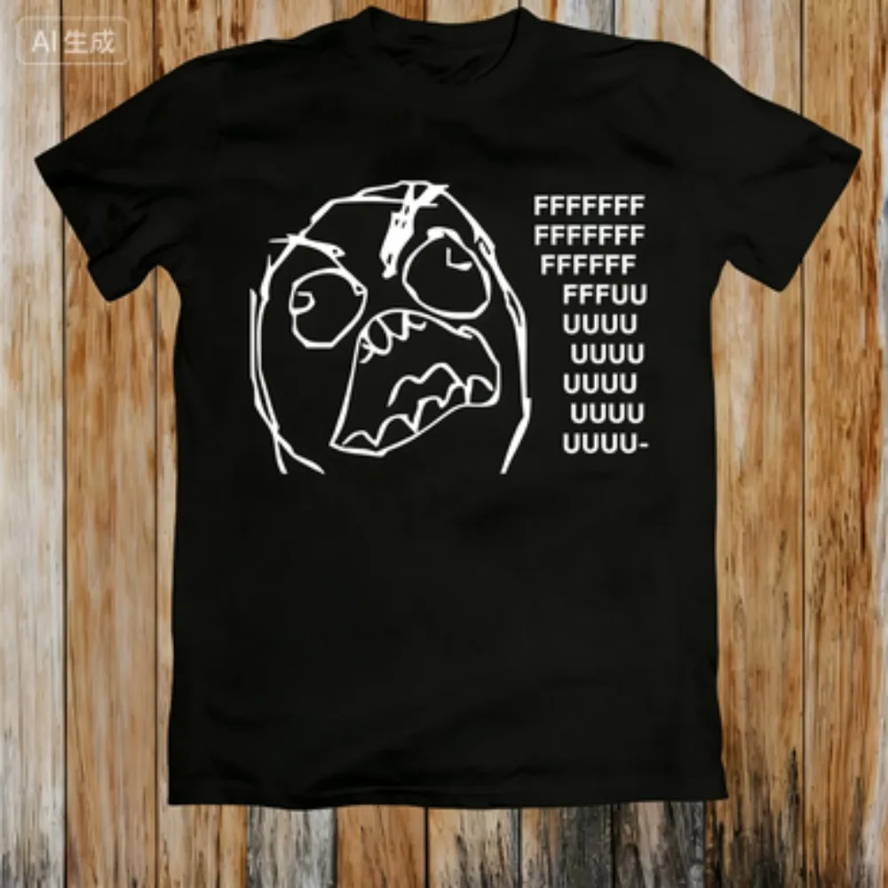 Angry Expression Pattern Printed T-shirt - 2026 New Summer Men's and Women's Simple Casual Cotton T-shirt