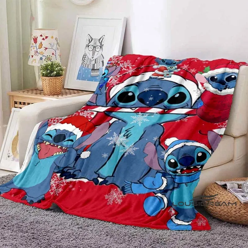 Christmas New Blanket Lilo & Stitch Cartoon Blanket Soft and Fluffy Sofa Bed Cover Blanket Suitable for Travel Camping