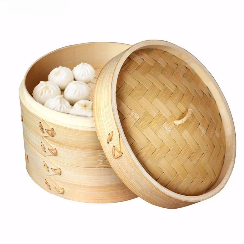 One Cage or Lid Cooking Bamboo Steamer for Fish Rice Vegetable Snack Basket Set Cooking Tools Dumpling Steamer 5pcs Steamer mats