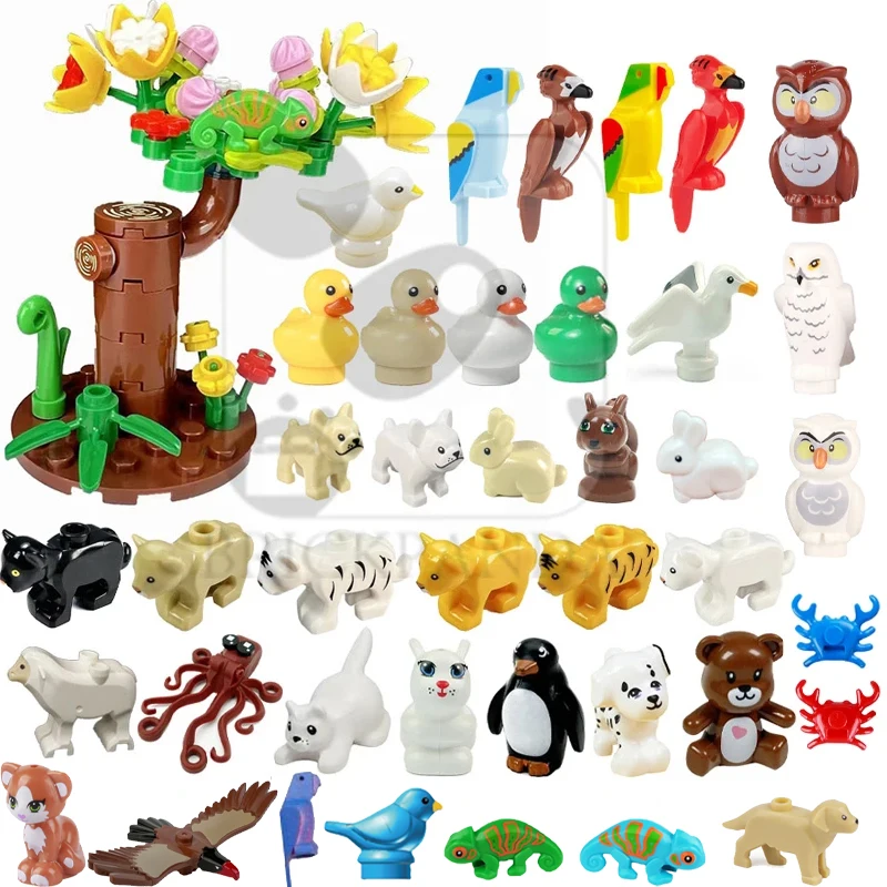 

MOC City Mini Cute Animal Bear Sheep Goat Cat Rabbit Dog Family Farm Building Blocks Accessories Children Toys Christmas Gift