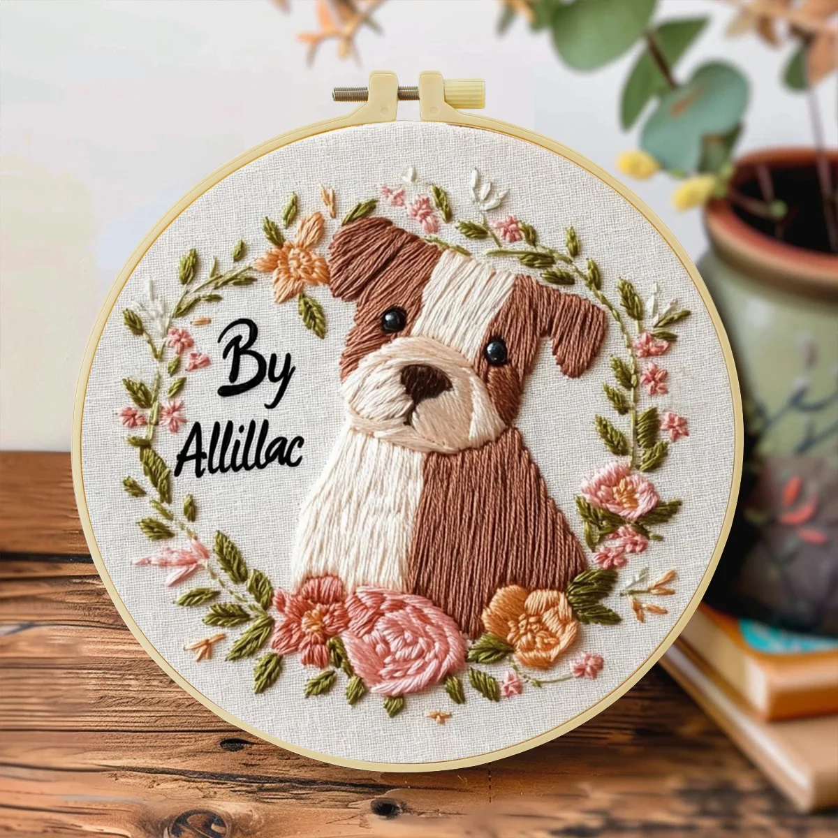1 Stück 20X20CM/15X15CM 7,87/6,3 Zoll Niedlicher kleiner Hund Taschen-Stickerei-Starter-Kit DIY-Set Handarbeits-Malerei Nadelkunst Heimdekoration – Detail 1
