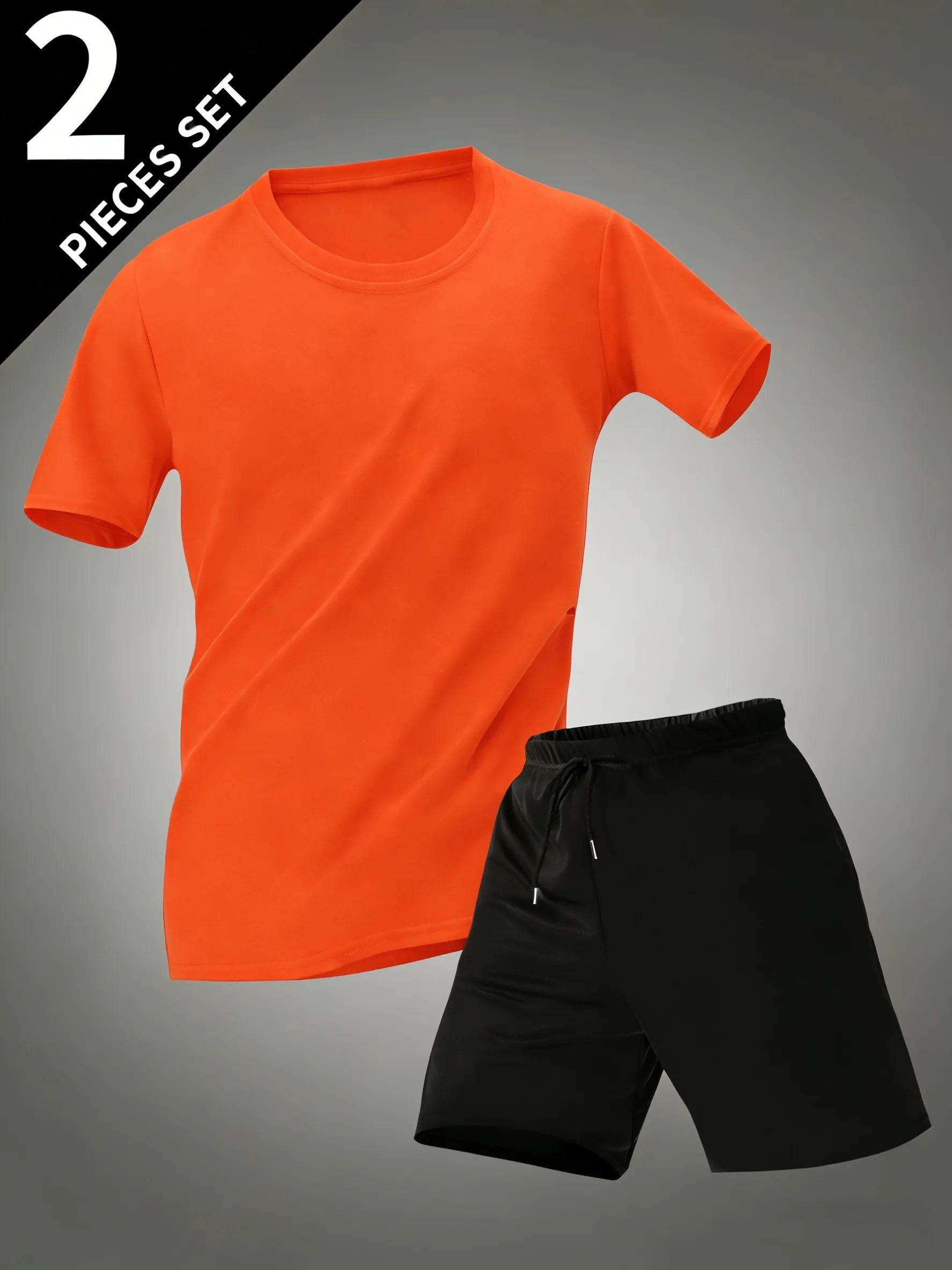 Summer Cotton Cool Short 2 Piece Set For Male Classic Simple Solid Tees & Shorts Pocket All-Match Bottom Basics Running Clothing