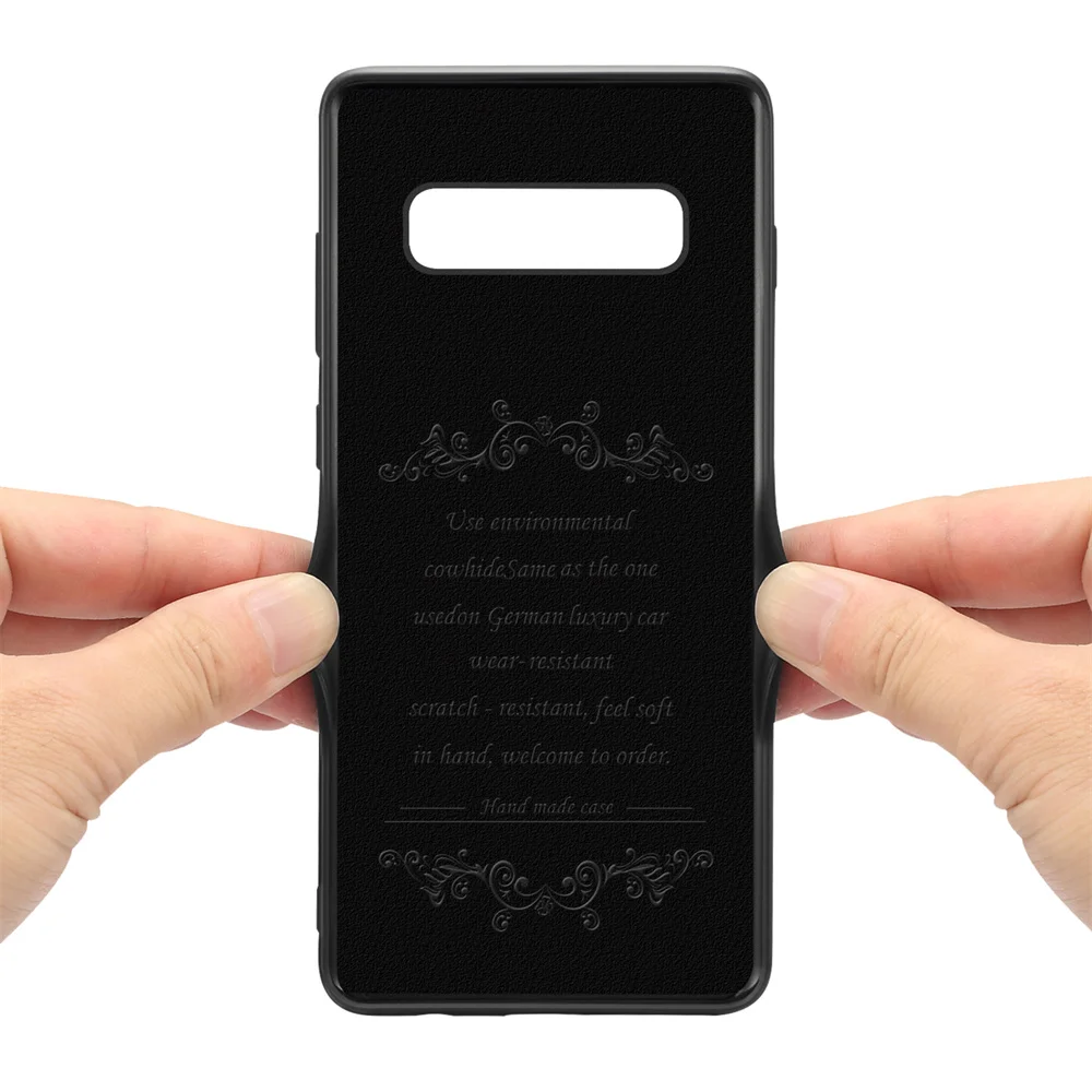 S10 Luxury Top Layer Cowhide Genuine Leather Case for Samsung Galaxy Note 9 S10 Plus Rugged Soft Edge Card Holder Defender Cover