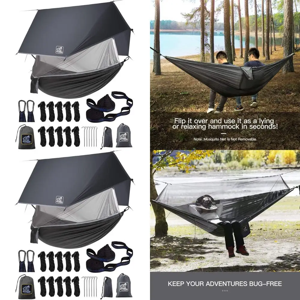 

Ультралегкий портативный гамак с москитной сеткой и дождевиком, идеально подходит для активного отдыха и снаряжения для выживания.
