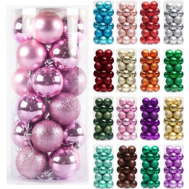 24 قطعة كرات عيد الميلاد 6 سنتيمتر كبيرة معلقة شجرة عيد الميلاد تزيين مُثبت الحلي للمنزل ديكور حفلات السنة الجديدة هدية اكسسوارات
