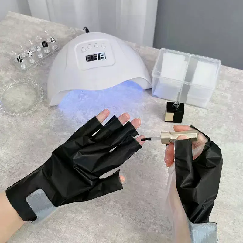 /Kuz/Professional Protection Gloves Home Anti UV Gloves For Manicures Protect Hands Nail Art Stretchy Fingerless Glove 1 Pair