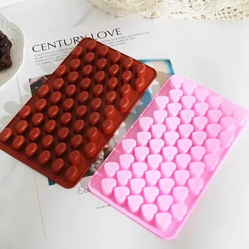 1-4pcs Coffee Bean Silicone Candle Mold Heart DIY Soap Resin Making Mould Chocolate Ice Jelly Baking Tool Cake Decor Gifts