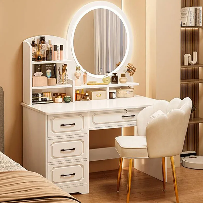 

Makeup Bedroom Vanity Table Women Coffee Modern European Chair Dressing Table Storage Cosmetics Penteadeira Trendy Furniture