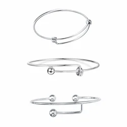 Expandable DIY Stainless Steel Wire Bangle Blank Fashion Adjustable Charm Bracelet Men Women for DIY Jewelry Making